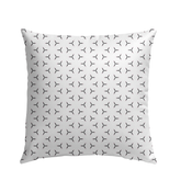 Stylish Past Horizon Outdoor Pillow in garden setting.
